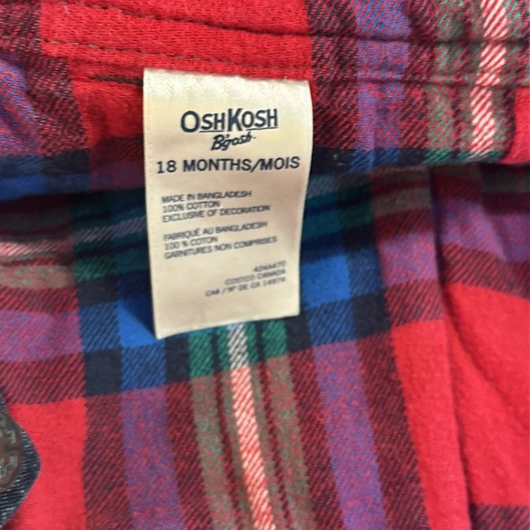 OshKosh B’Gosh - flannel lined overalls.  Size 18 months - Picture 7 of 7